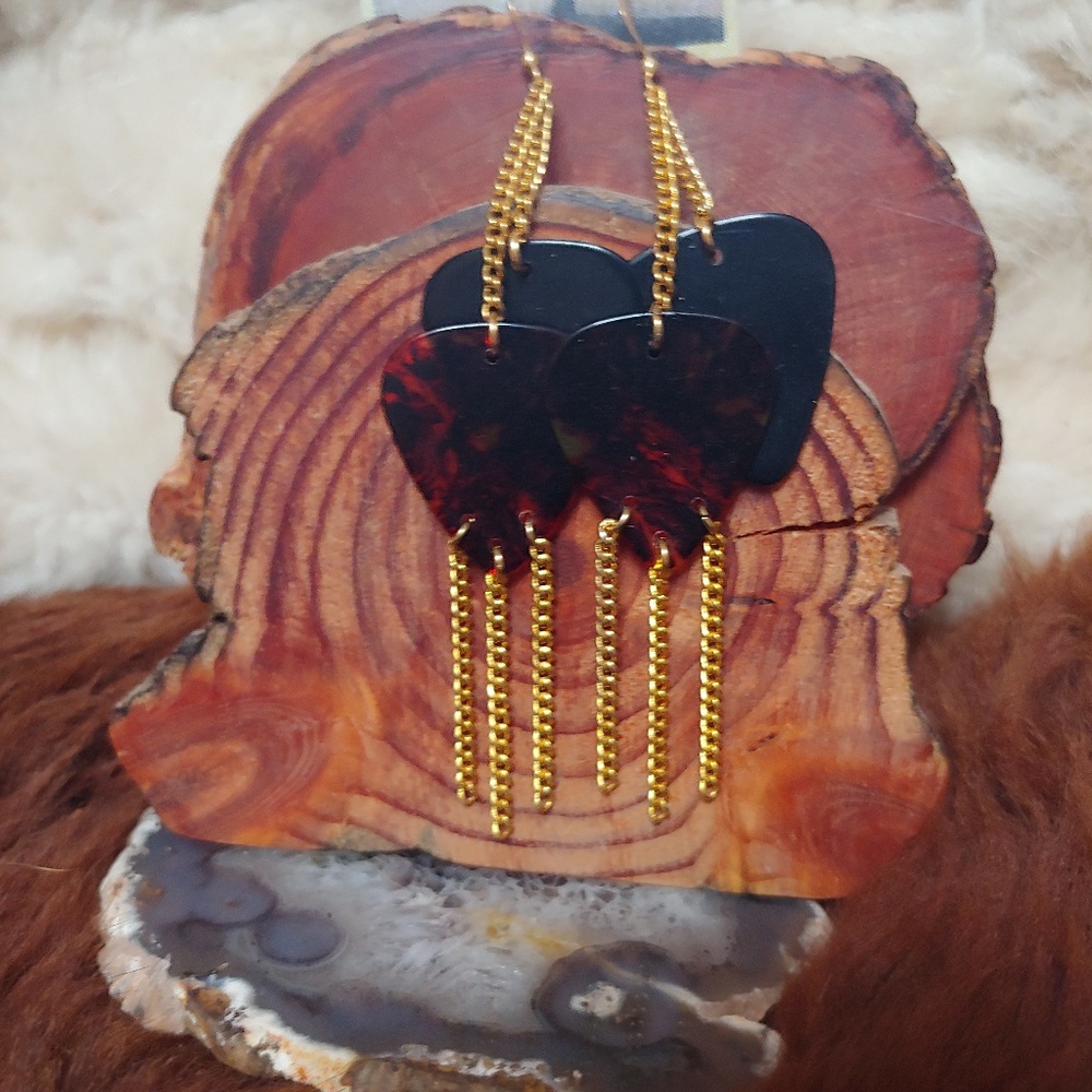 Guitar pick Boho Hippie Festival earrings
